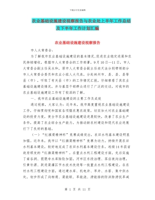 农业基础设施建设视察报告与农业处上半年工作总结及下半年工作计划汇编