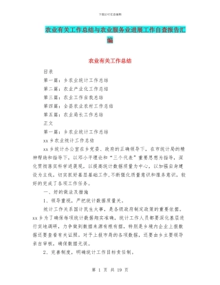 农业有关工作总结与农业服务业发展工作自查报告汇编