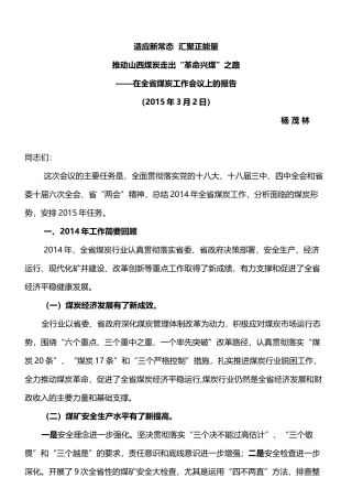 全省煤炭工作报告内容