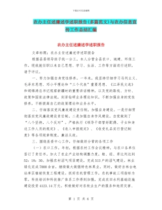 农办主任述廉述学述职报告与农办信息宣传工作总结汇编