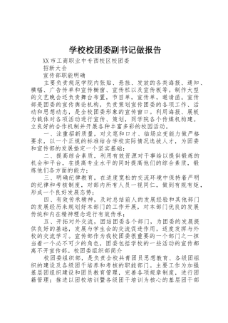 学校校团委副书记做报告