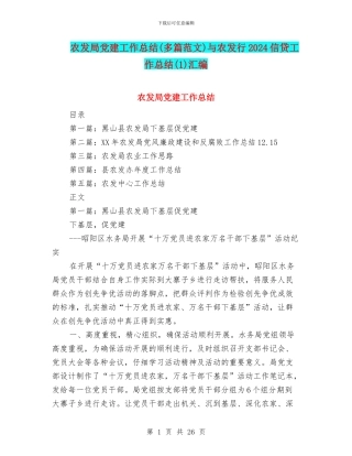 农发局党建工作总结与农发行2024信贷工作总结(1)汇编