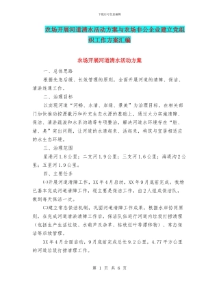 农场开展河道清水活动方案与农场非公企业建立党组织工作方案汇编