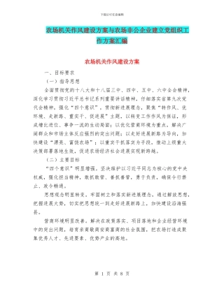 农场机关作风建设方案与农场非公企业建立党组织工作方案汇编