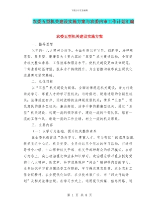 农委五型机关建设实施方案与农委内审工作计划汇编