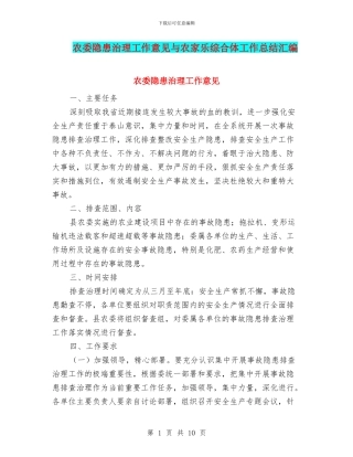 农委隐患治理工作意见与农家乐综合体工作总结汇编