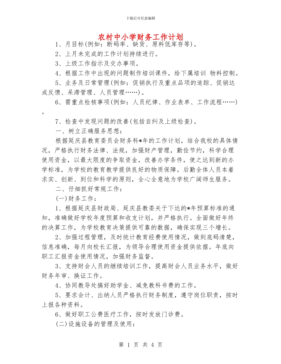 农村中小学财务工作计划_第1页