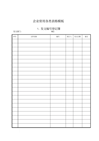 企业常用各类表格模板