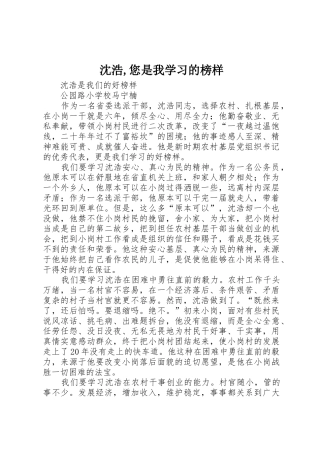 沈浩,您是我学习的榜样