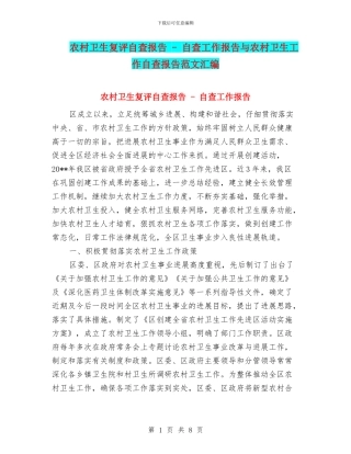 农村卫生复评自查报告