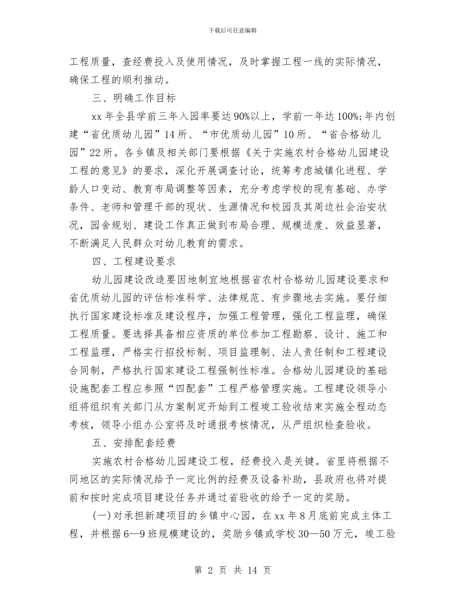 农村合格幼儿园建设工作意见与农村幼儿园园长培训学习体会汇编_第2页