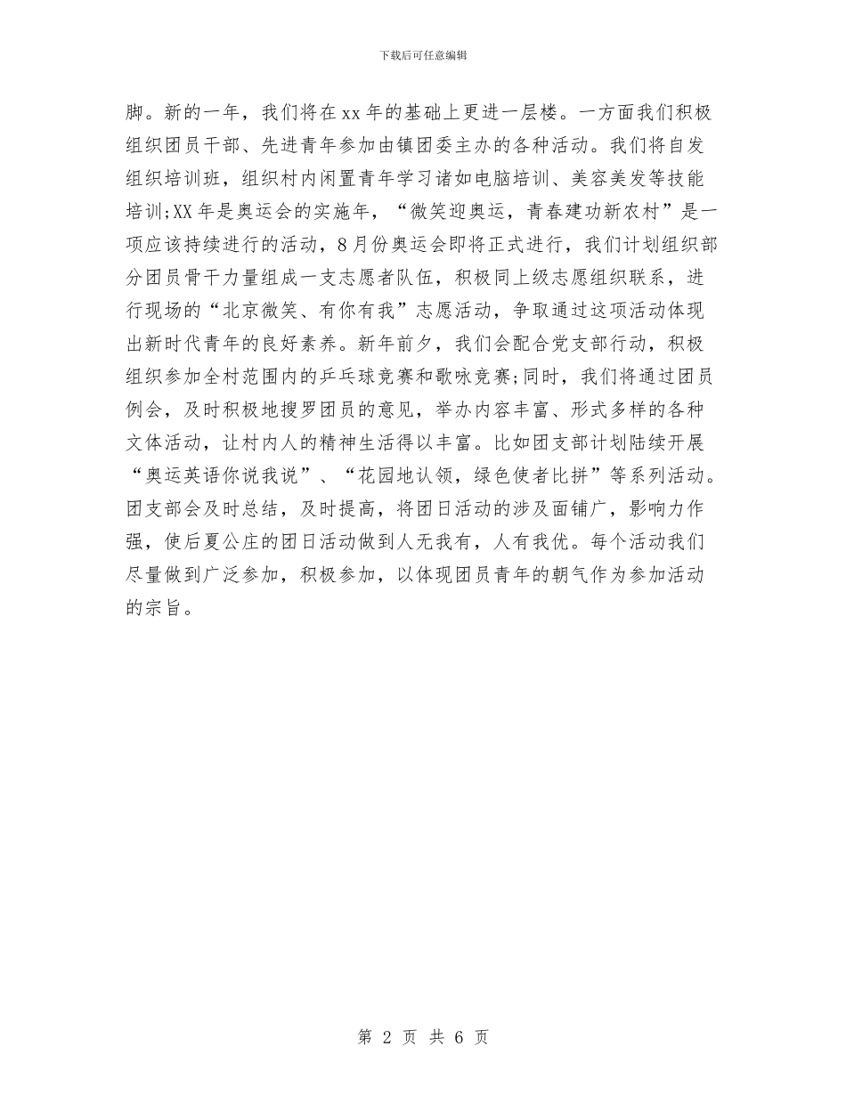 农村团委工作计划与农村团支部工作计划2024汇编_第2页