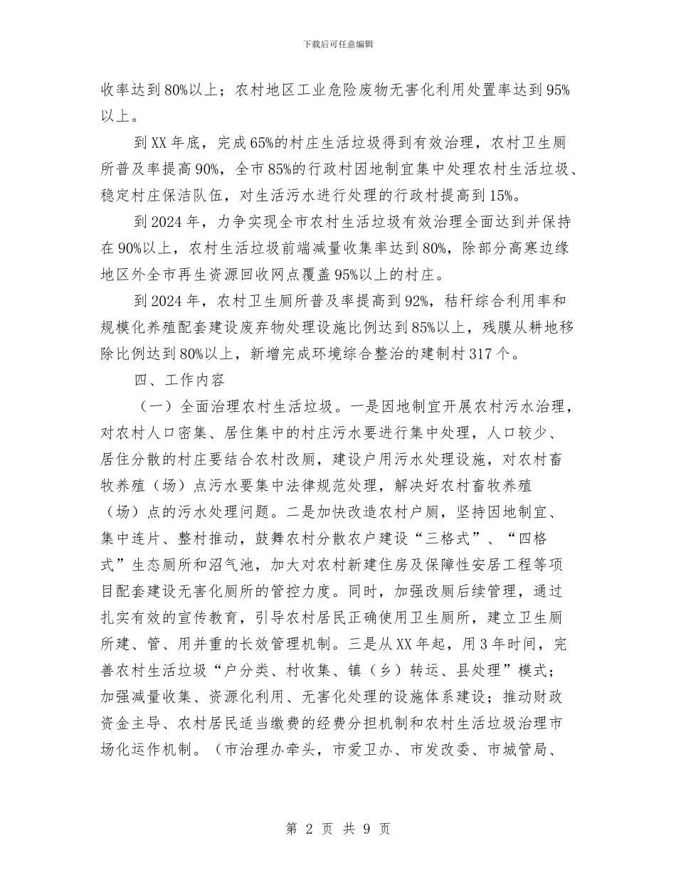 农村垃圾治理实施方案与农村垃圾治理工作方案汇编_第2页