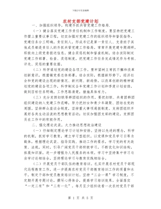 农村支部党建计划