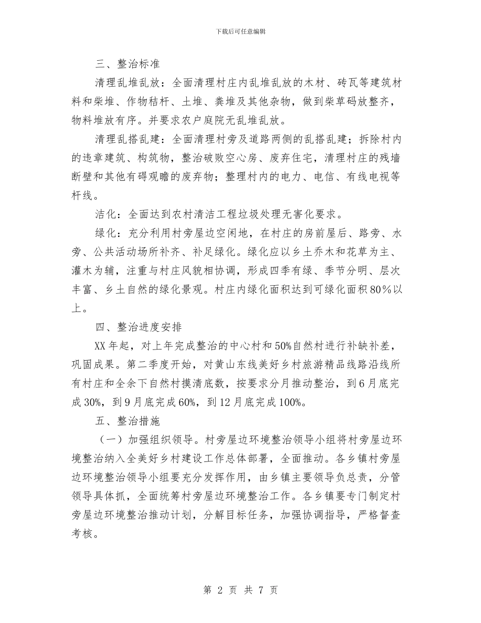 农村村旁屋边环境整治方案与农村民主座谈会发言材料汇编_第2页