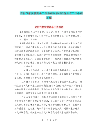 农村气象灾害防御工作总结与农村治保主任工作小结汇编