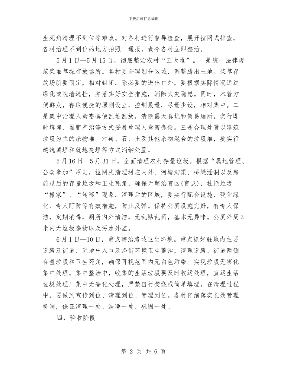 农村环境卫生集中整治活动方案与农村环境四乱整治方案汇编_第2页