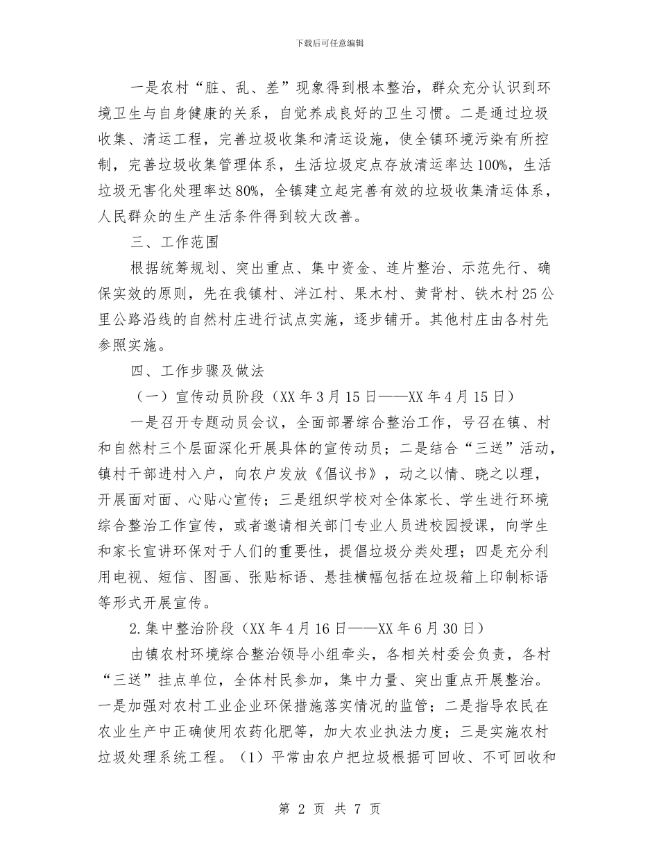 农村环境集中连片整治方案与农村生活心得体会范文汇编_第2页