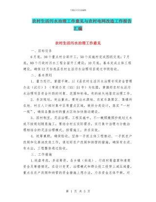 农村生活污水治理工作意见与农村电网改造工作报告汇编