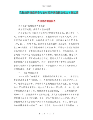 农村经济调查报告与农村经济调查报告范文4篇汇编