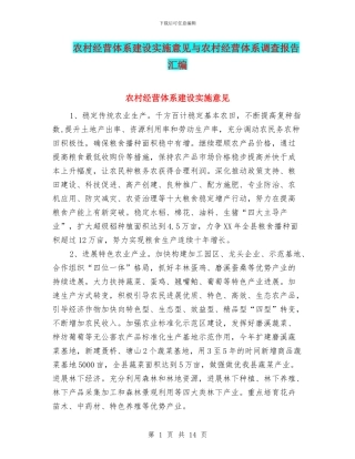 农村经营体系建设实施意见与农村经营体系调查报告汇编