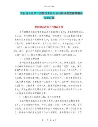 农村综合改革工作情况汇报与农村耕地抛荒撂荒整治方案汇编