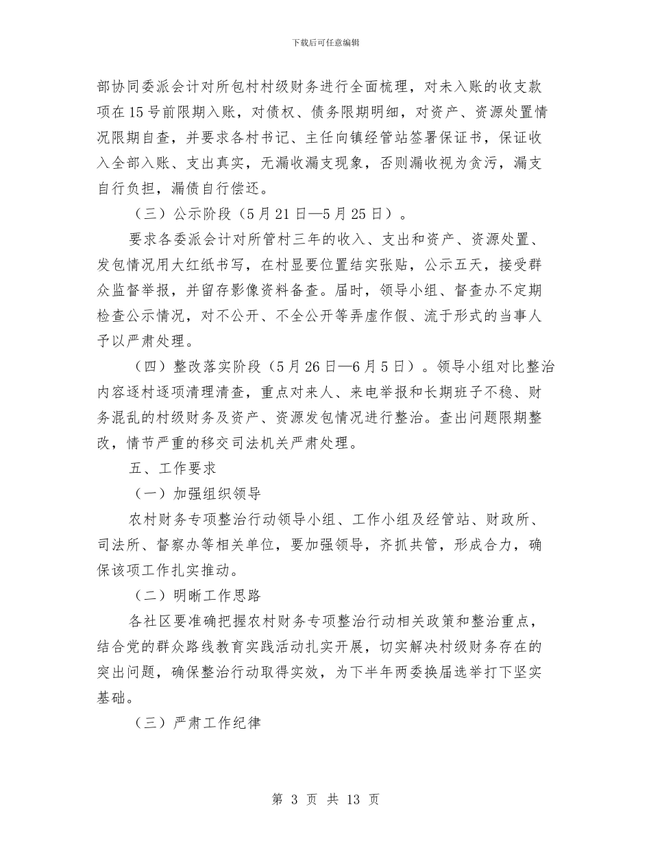 农村财务专项整治工作意见与农村财务审计工作总结汇编_第3页