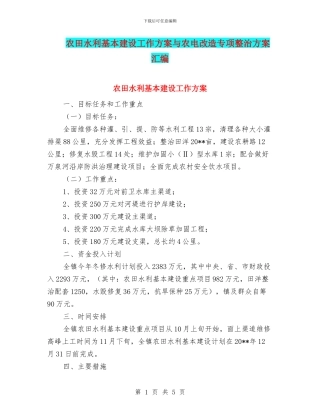 农田水利基本建设工作方案与农电改造专项整治方案汇编