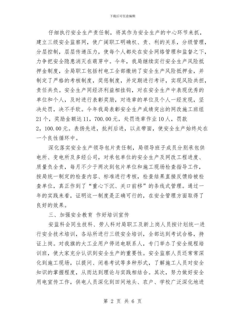 农电局年度安全总结与农电局年终安全总结汇编_第2页