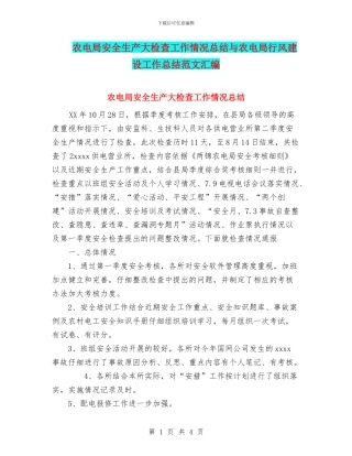 农电局安全生产大检查工作情况总结与农电局行风建设工作总结范文汇编
