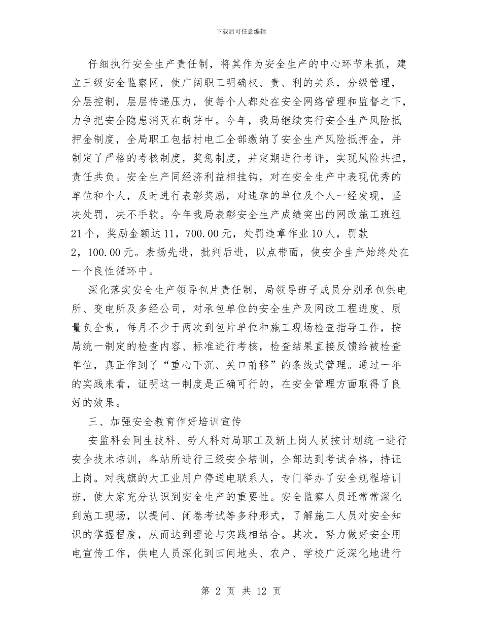 农电局年终安全总结与农电局廉政建设年底报告汇编_第2页