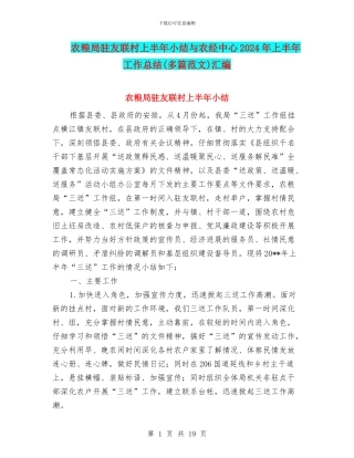 农粮局驻友联村上半年小结与农经中心2024年上半年工作总结汇编