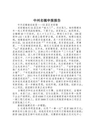 中州名镇申报报告