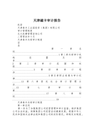 天津磁卡审计报告