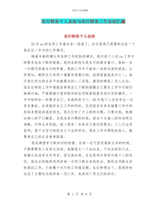 农行财务个人总结与农行财务工作总结汇编