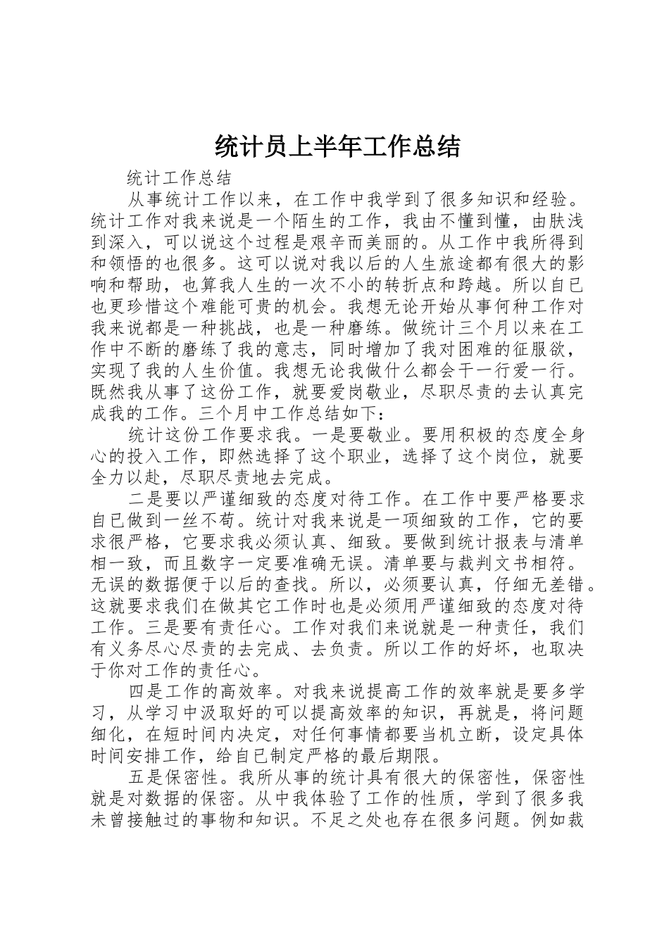 统计员上半年工作总结_第1页