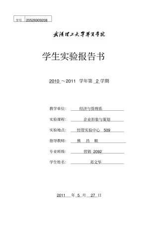 企业形象策划试验报告书