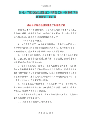 冯村乡年度纪检组织建设工作情况汇报与冰激凌市场营销策划方案汇编
