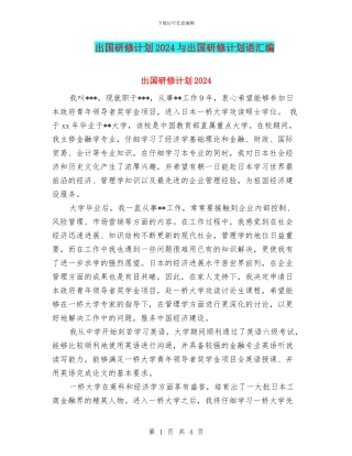 出国研修计划2024与出国研修计划语汇编