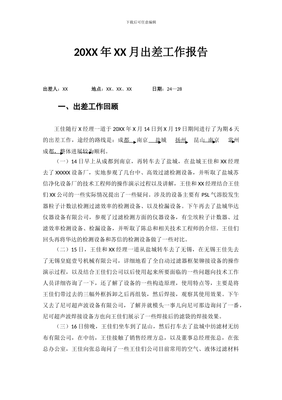 出差工作总结报告_第1页