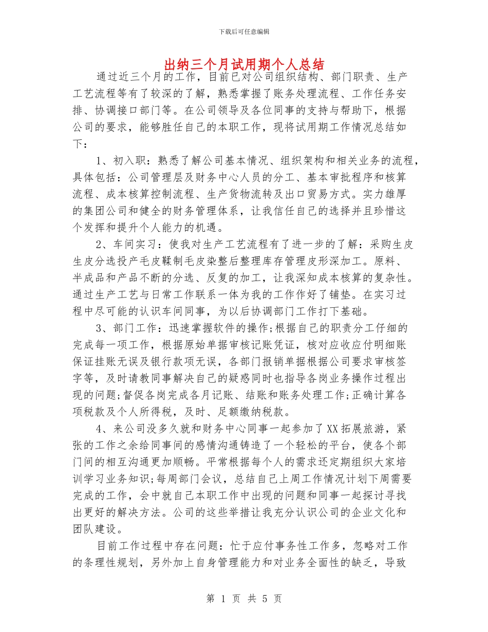 出纳三个月试用期个人总结_第1页