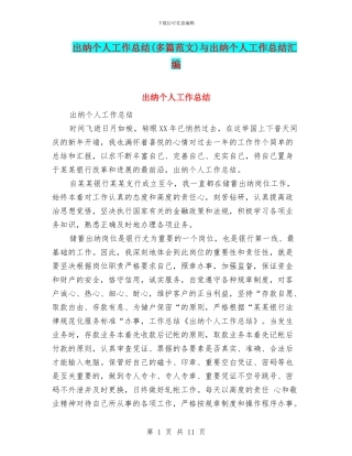 出纳个人工作总结与出纳个人工作总结汇编