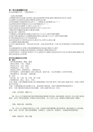 初一语文阅读题的方法