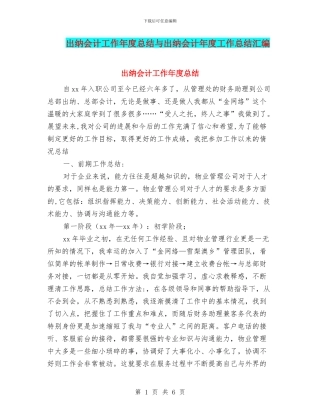 出纳会计工作年度总结与出纳会计年度工作总结汇编
