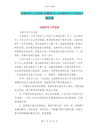 出纳半年工作总结与出纳半年工作总结4篇汇编.doc