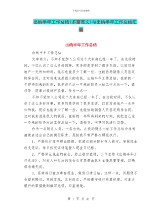 出纳半年工作总结与出纳半年工作总结汇编