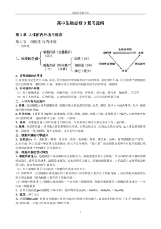 生物必修三复习提纲