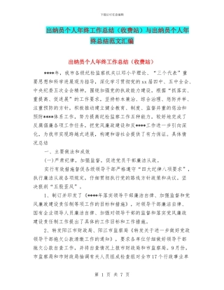 出纳员个人年终工作总结与出纳员个人年终总结范文汇编