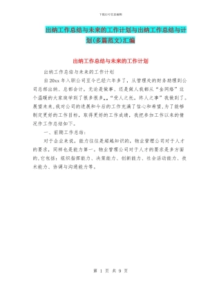 出纳工作总结与未来的工作计划与出纳工作总结与计划汇编