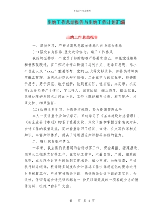 出纳工作总结报告与出纳工作计划汇编